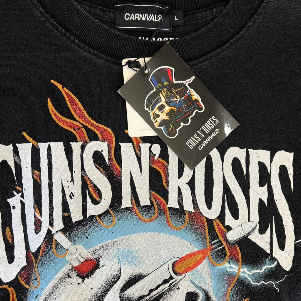 Carnival x Guns N Roses Bullet Skull Ovs Washedt T-Shirt Black